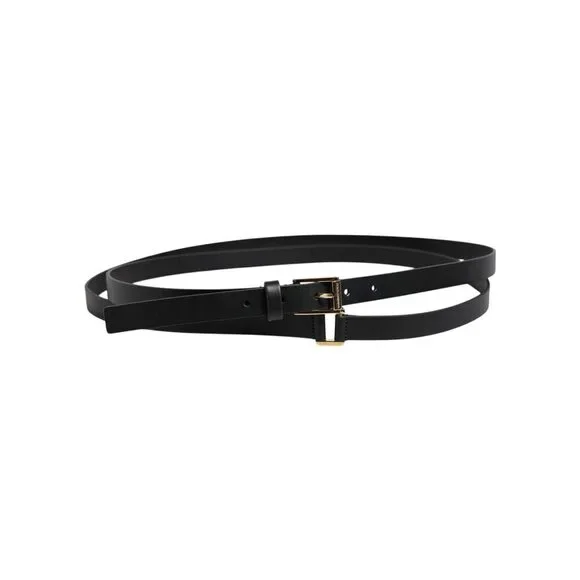 Dolce & Gabbana Black Classic Gold Metal Logo Buckle Belt